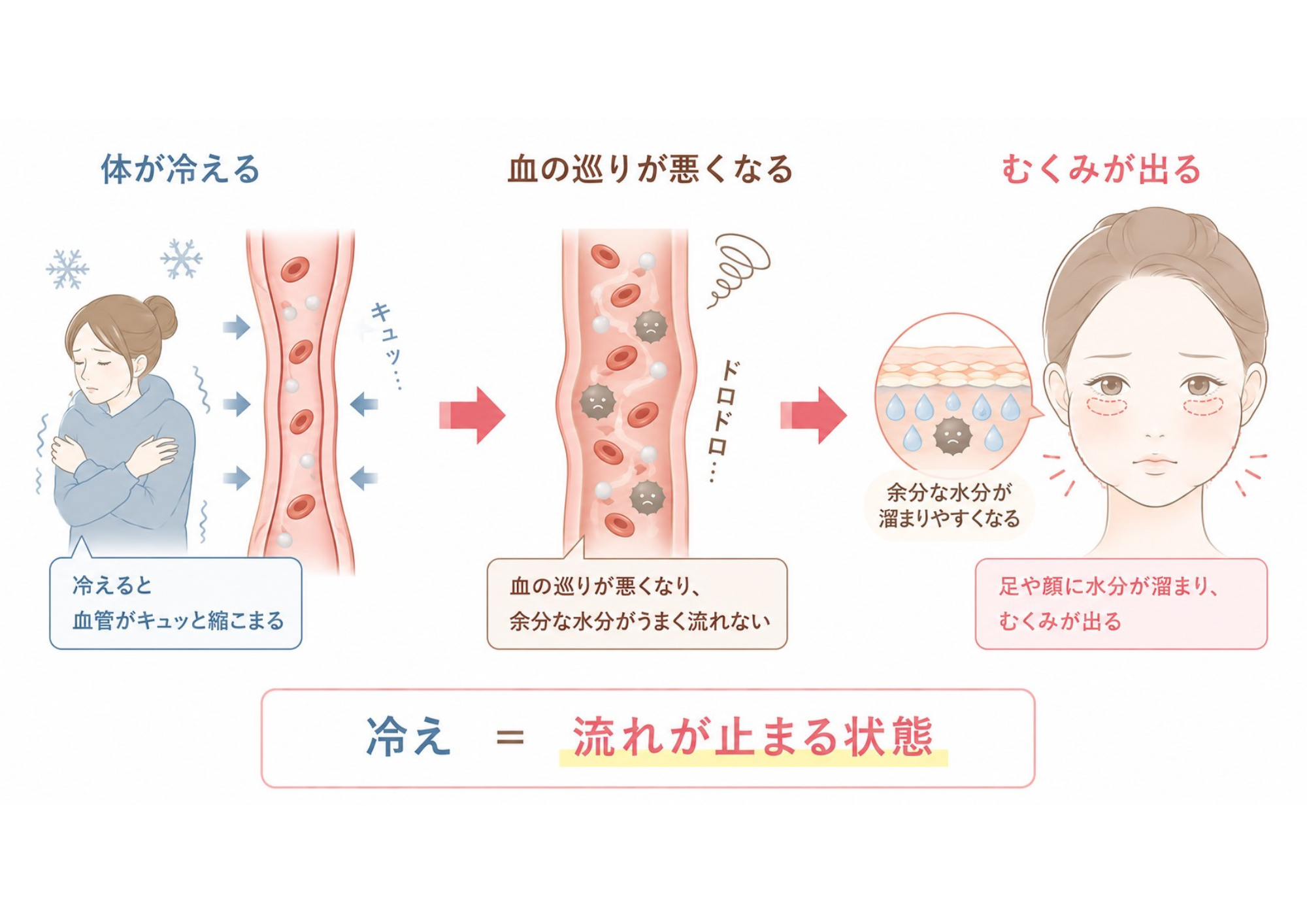 ① 冷えによる血流低下